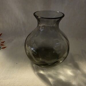 Elegant And Vintage Morgantown Hand Blown Glass Small Vase In Smokey Gray